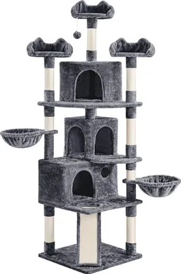 Produktbild von Katzenkratzbaum XXL - 194 cm Hoch, Stabil mit Plüsch und Sisalseil - Ideal für Mehrere Katzen