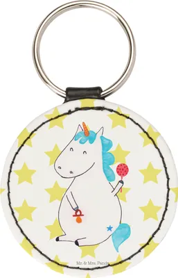Produktbild von Mr. & Mrs. Panda Anhänger Einhorn Baby - Weiß - Geschenk, kleiner schlüsselanhänger, Einhörner, Geburtstag, Mutter, Taschenanhänger, mini, Deko, Eltern, motiv