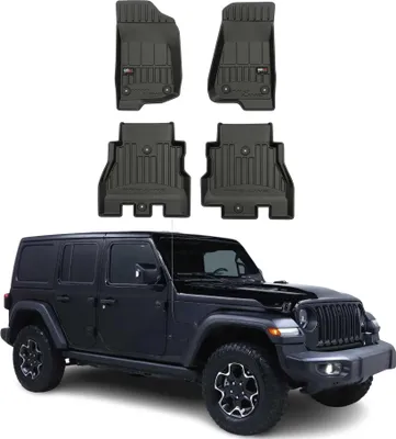 Image de OMAC Tapis de sol en caoutchouc pour Jeep Wrangler 2018-2025 Noir Premium