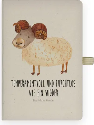 Produktbild von Mr. & Mrs. Panda Tagebuch Sternzeichen Widder - Transparent - Geschenk, Geburtstag März, April, Skizzenbuch, Bock, Schafbock, Hardcover Notizbuch A4, Kladde, Journal