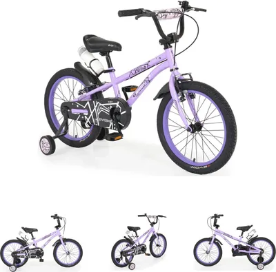 Produktbild von Byox Kinderfahrrad 18 Zoll Pixi, Klingel, Reflektoren, Stützräder, ab 5 Jahre violett
