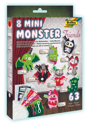 Produktbild von Folia 'Mini Monster Friends' Bastel Set für 8 Monster (8er Pack)