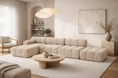 Produktbild von Kaiser Möbel Ecksofa L-Form XL, Stoff Velours Salvador, Beige, Links, Selia L XL