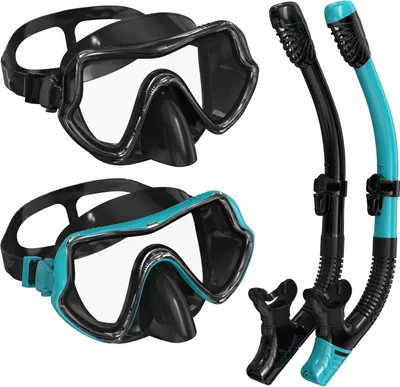 Immagine prodotto di Set snorkeling SN02 per adulti - maschera subacquea e attrezzatura per snorkeling a secco con comfort di respirazione e design antiappannamento (confezione da 2)