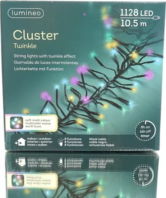 Produktbild von Lumineo LED Lichterkette Cluster Twinkle Bunt 8 Funktionen 1.128 Lichter 10,5 m