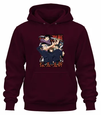Productafbeelding van Jujutsu Kaisen Anime Manga, Vloekmagie, Sukuna, Gojo, Yuji, Cadeau, Uni Hoodie, Trui met capuchon, Burgundy, Maat S