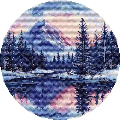 Obrázek produktu pro Sada pro vyšívání křížkem "Horské panorama", 36x36 cm