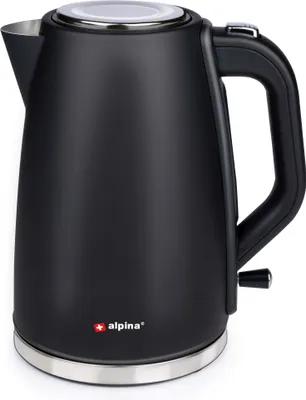 Zdjęcie produktu dla Czajnik Alpina - z zabezpieczeniem przed wygotowaniem - przezroczysty wskaźnik poziomu wody - 1,7 L - czajnik do herbaty - czarny - 1850-2200W