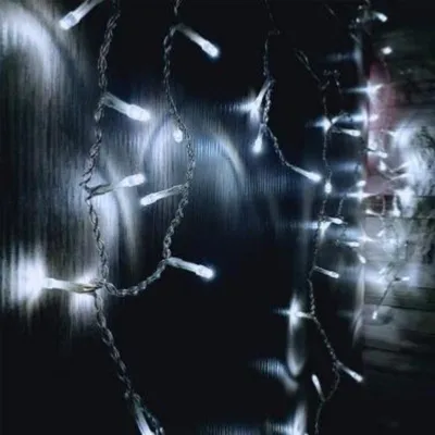 Produktbild von Lichtvorhang 120LED IP44 2M 8 Modi - transparentes Kabel, KALTWEISS