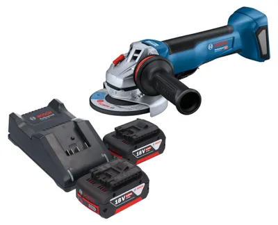 Immagine prodotto di Smerigliatrice angolare a batteria Bosch GWS 18V-10 P Professional 18 V 125 mm Brushless + 2 batterie da 5,0 Ah + caricabatterie