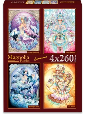 Produktbild von MAGNOLIA Puzzle Kristall-Einhorn, Schwarz, Mitternachtsblau und Mond 4x260 dlks