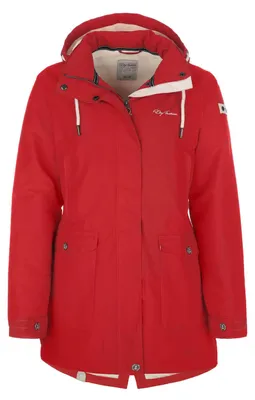 Produktbild von Dry Fashion Damen Funktionsmantel Aarhus gefüttert - Outdoor-Funktionsjacke wind- und wasserdicht in Rot Größe 42