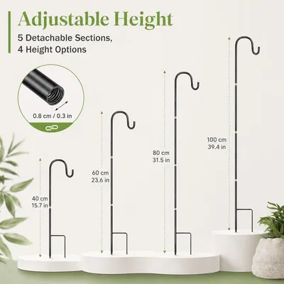 Produktbild von Herdershaken aus Schmiedeeisen, 100 cm, 4 Stück, höhenverstellbar, für Garten