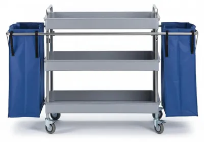 Metallwagen, 3 Schalen + 2 Taschen 75 l, Edelstahl AISI 304