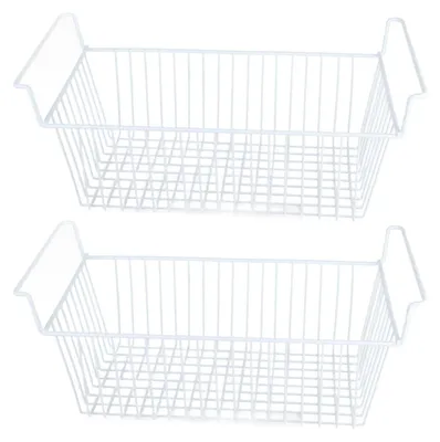 Produktbild von 2 Stück Gefrierschrank-Organizer aus Stahldraht, großes Fassungsvermögen, stabiler Lagerkorb mit Griff für Schrank-Arbeitsplatten, 56,5 x 25,2 24 cm/2