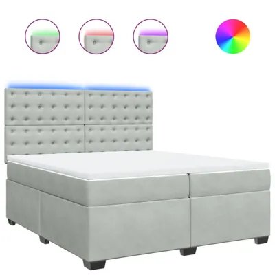 Produktbild von Boxspringbett mit Matratze Hellgrau 200x200 cm Samt