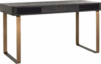 Produktbild von Casa Padrino Luxus Schreibtisch mit Schublade Antik Schwarz / Messing 140 cm - Büro Möbel