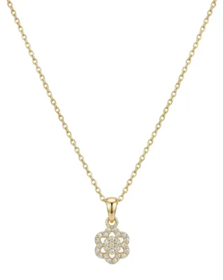 Produktbild von Suzan Gold® 375 Echtgold Kette Damen mit floralem Zirkonia Anhänger elegant zeitlos wasserfest hypoallergen – Floral Aura – feine Goldkette für Alltag & Geschenk