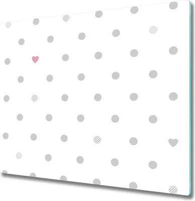 Produktbild von Glas Herdabdeckplatte 60x52 cm Spritzschutz Glasabdeckplatte Schneidebrett Punkte und Herzen