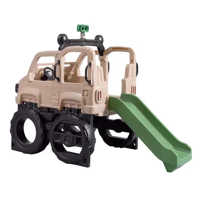 Produktbild von Step2 Safari Truck Climber Klettergerüst mit Rutsche | Klettergerät aus Kunststoff für den Garten | Spielzeug für Kinder in form eines Autos