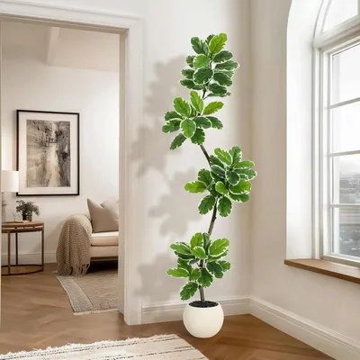 Produktbild von Künstlicher Schefflera-Baum - Dekorative Kunstpflanze - 180 cm - Im Topf - Kunststoff - Für Innenräume - Bodenaufstellung - Grün
