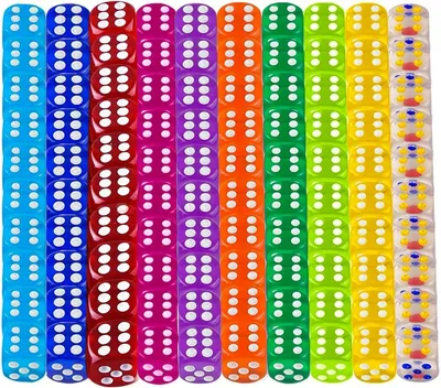 Imagen del producto de Juego de dados de 6 caras, 100 unidades, 12 mm, 10 colores, para juegos