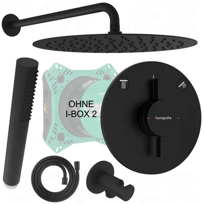 Produktbild von HANSGROHE DuoTurn S | BOFLER Unterputz Duschsystem Duschset #31-O,  Unterputz Armatur, Regendusche Ø30cm, Brausearm, Brauseset, Schlauch matt schwarz