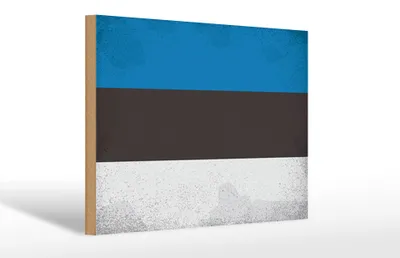 Produktbild von Holzschild Flagge Estland 30x20cm Flag of Estonia Vintage