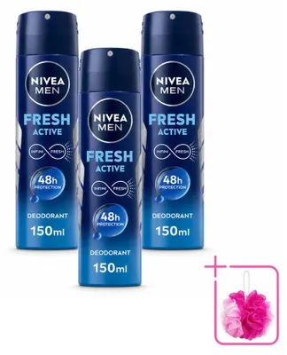Productafbeelding van 3 x NIVEA MEN Fresh Active Deodorantspray - 150 ml - Voordeelverpakking - 3 stuks