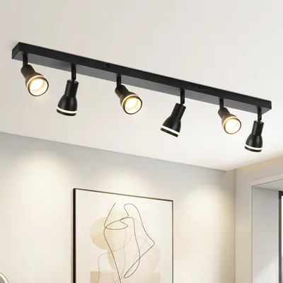 Obrázek produktu pro ZMH LED stropní světlo 6 plamenů černé stropní svítidlo skvrny GU10 otočné nástěnné svítidlo vnitřní kovové pro předsíň pokoj pro mládež