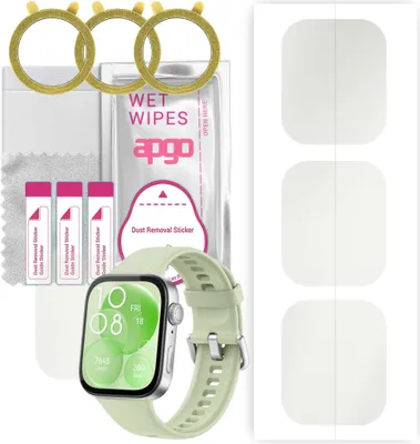 Produktbild von apgo 3 Stück Schutzfolie, Matt, kompatibel mit Huawei Watch Fit 3 Smartwatch, Hydrogel Displayschutzfolie mit Positionierhilfe, Displayfolie, robust und kratzfest