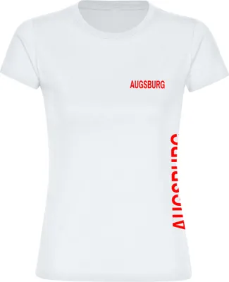 Produktbild von multifanshop Damen T-Shirt - Augsburg - Brust & Seite, weiß, Größe M