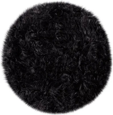 Produktbild von Hochflor Teppich Shaggy waschmaschinenwaschbar Einfarbig Schlafzimmer schmutzabweisend Schwarz Rund 120D | 100% Polyester | Florhöhe: 60 mm