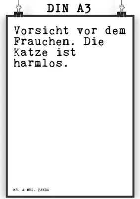 Produktbild von Mr. & Mrs. Panda Bild Vorsicht vor dem Frauchen.... DIN A3 - Weiß - Geschenk, wanddeko, Sprüche, Haus, lustig, Wandbild, Schild, Tier, Kunstdruck, Spruch, Designposter