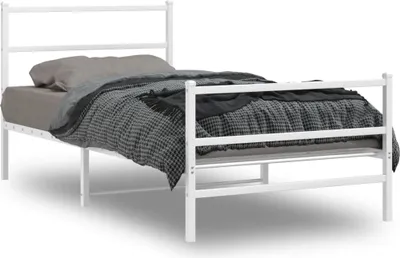 Obrázek produktu pro Rám postele s čelem a podnožkou kovový bílý 107x203 cm