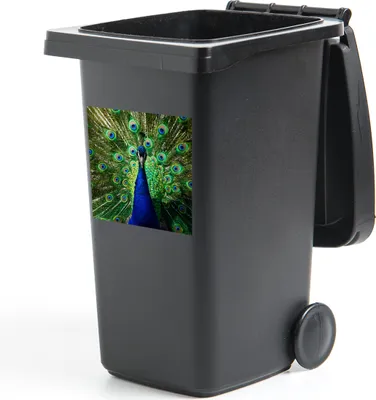 Produktbild von MuchoWow® Mülltonnenaufkleber Pfau - Federn - Augen 40x40 cm - Abfall-Aufkleber - Container - für Abfallcontainer