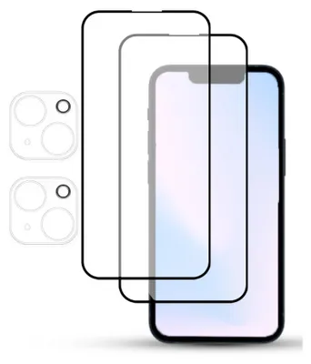 Produktbild von 2-Pack iPhone 14 Displayschutzfolie & 2-Pack Kameraschutz - Gehärtetes Glas 9H - Super Qualität 3D