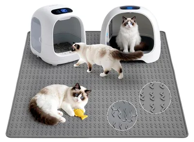 Produktbild von Katzenklo Matte, 120x89cm, wasserdicht und rutschfest, geeignet für mehrere Katzen (Grau)