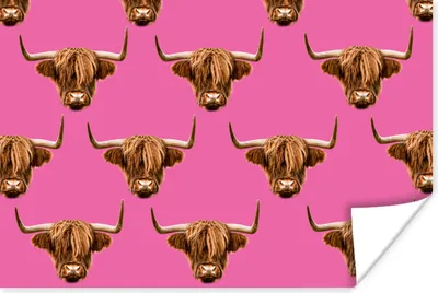 Produktbild von MuchoWow® Poster Schottisches Hochlandrind - Muster - Braun 120x80 cm - Bilder