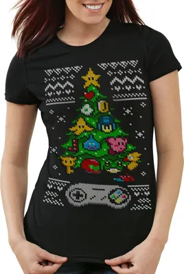 Produktbild von style3 16-Bit Ugly Sweater Damen T-Shirt x-mas pulli weihnachtsbaum, Größe:M