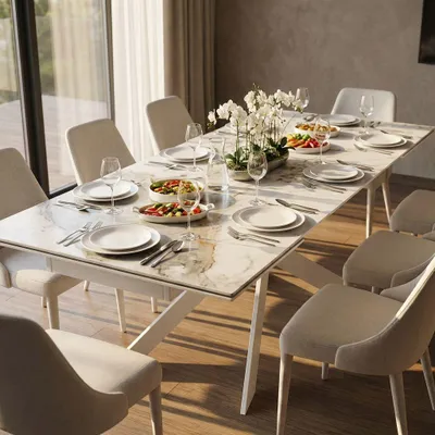 Immagine prodotto di Milani Home - tavolo da pranzo allungabile 160-200-240 x 90 x 76 cm, bianco, metallo