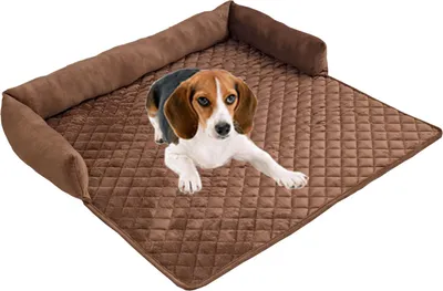 Image de Couverture de lit pour chien, couverture pour chien faite à la main, tapis pour chien, tapis pour animal de compagnie, protection de canapé antidérapante pour chiens et chats (Marron,90x120 cm)