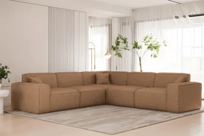 Produktbild von Ecksofa Designersofa CELES PREMIUM in Stoff Artico Rostbraun Seite Universal