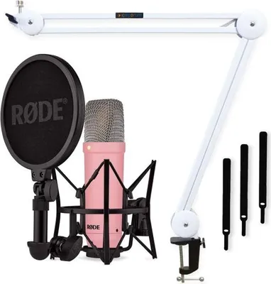 Produktbild von Rode NT1 Signature Pink Mikrofon mit Gelenkarm Weiss