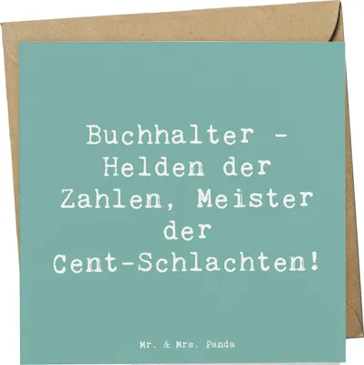 Produktbild von Mr. & Mrs. Panda Glückwunschkarte Spruch Buchhalter Helden - Meeresbrise - Geschenk, Zahlen, faltkarte, Grußkarte, Klappkarte, Berufspassion, Rechnungswesen, Finanzen
