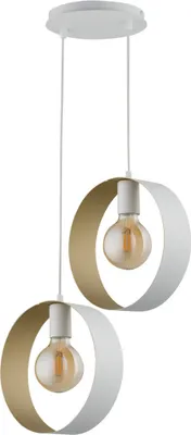 Obrázek produktu pro Dekorativní závěsná lampa bílo-zlatá dvojitá moderní dekorativní obruč Happy 2xE27 15W Sigma Lighting