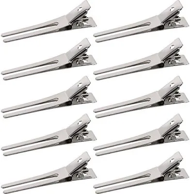 Produktbild von 50 Stück 1,8 Zoll Frisurclips mit Doppelzinken für Pin-Curls, Metall-Alligatorclips in Silber und Haarnadeln für Haarverlängerungen und Strähnen-Styling