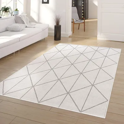 Produktbild von TT Home In-& Outdoorteppich Wetterfest Terrasse Küche Geometrisches Design Skandi Rauten Motiv Größe 120x160 cm