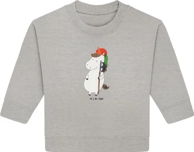 Produktbild von Mr. & Mrs. Panda Organic Baby Pullover Einhorn Junge 6. - 12. Monat - Heather Grey - Geschenk, Unicorn, Mittelalter, Bube, Einhörner, Bullover