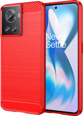 Produktbild von OnePlus 10R Hülle, Carbon-Faser TPU Silikon Stoßfest Schutzhülle für OnePlus 10R Rot
